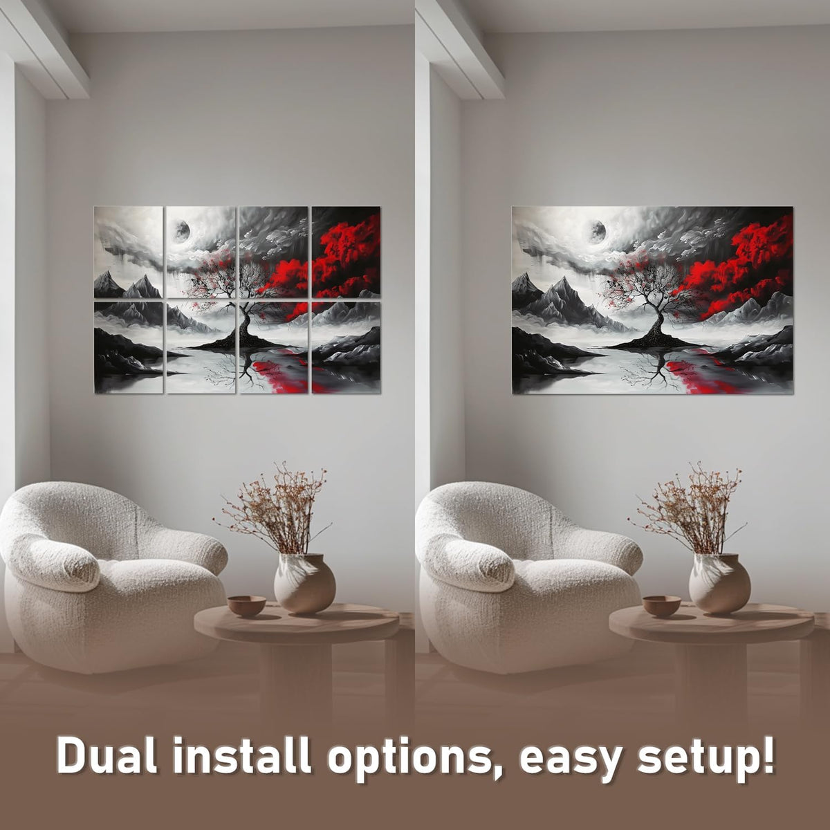 art Acoustic Panels Tiles Decorative Room Sound Proof Foam Absorbing Panels Noise Dampening Canceling Reducing Blocker for Walls (Scarlet Tree, 48 * 32 In)