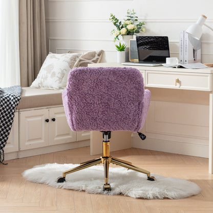 Artificial Rabbit Hair Office Chair with Metal Base - Swivel, Adjustable Height