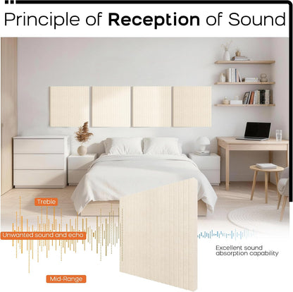 Acoustic Wall Panels, 2-Pack 23.6 X 23.6 X 2 Inch Decorative Soundproof Panels, Dual-Mount Noise Reduction Wall Decor for Studio, Office & Home Theater (Sona Block Beige, 23.6 * 23.6 Inches)
