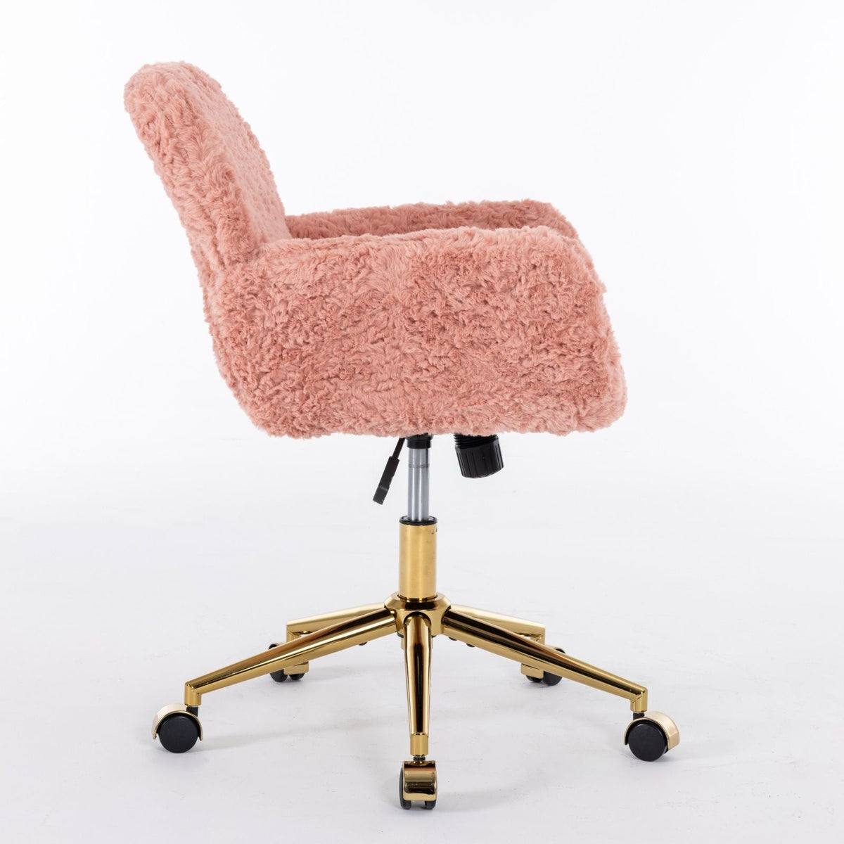 Artificial Rabbit Hair Office Chair with Metal Base - Swivel, Adjustable Height