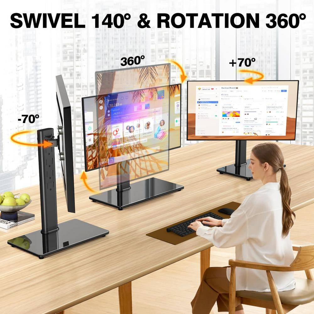 11.8 In. X 18.4 In. Free-Standing Monitor Riser, Height Adjustable Desk Accessories for 13-32 In. Screens, Black