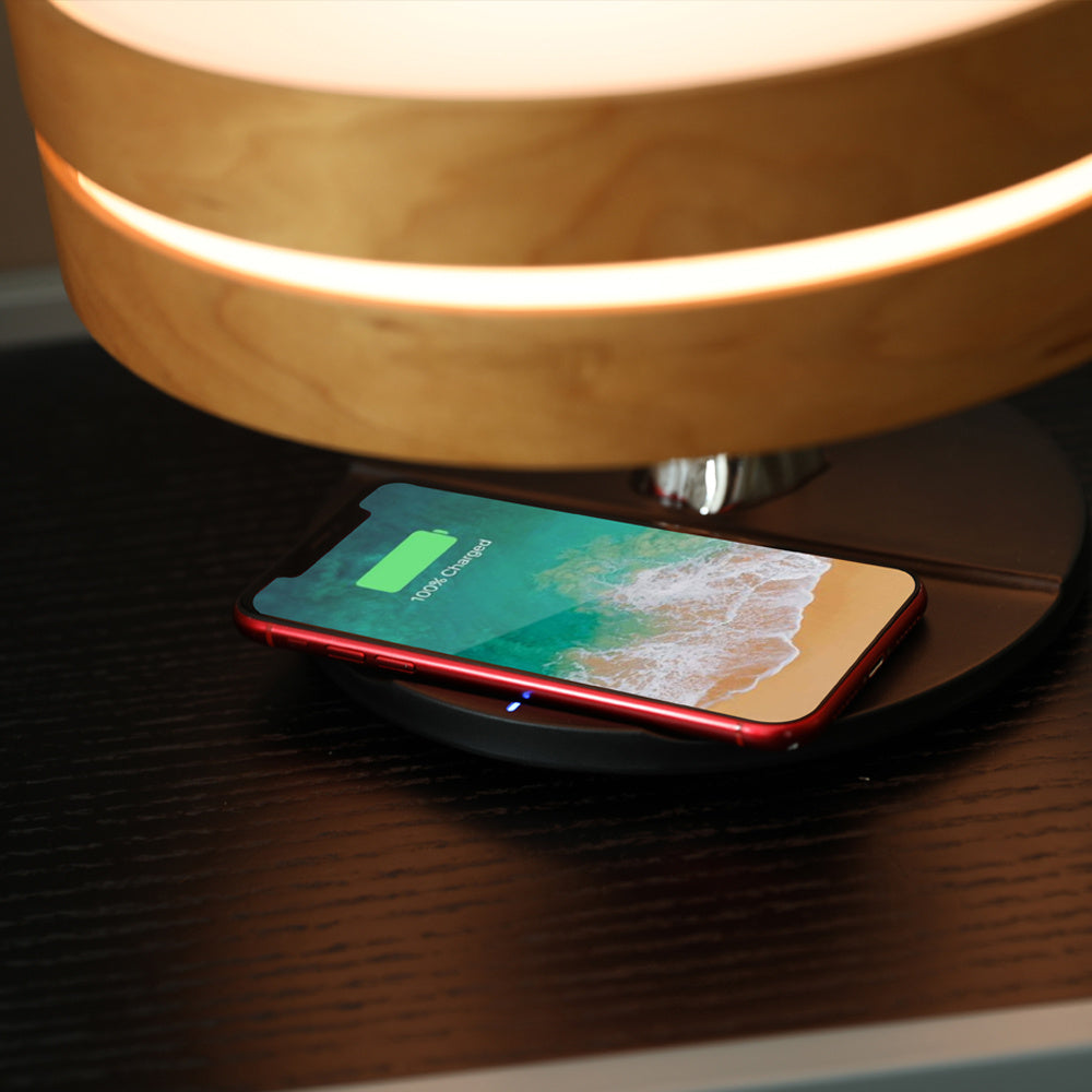 Circular LED Table Lamp with Bluetooth Speaker & Wireless Charging