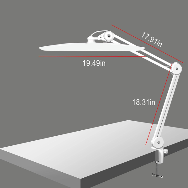 3500 Lumen Led Nail Desk Lamp, 38W Nail Tech Light Dimmable Task Lamp for Home Office Beauty Salon Workbench, Shadowless Nail Desk Light - 20 Inches Luxury White (Universal Manicure Table Clamp)