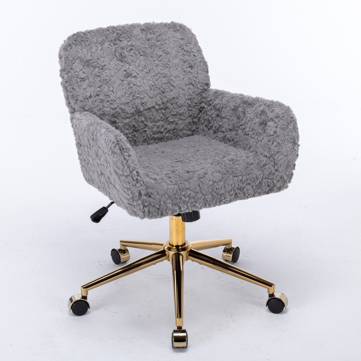 Artificial Rabbit Hair Office Chair with Metal Base - Swivel, Adjustable Height