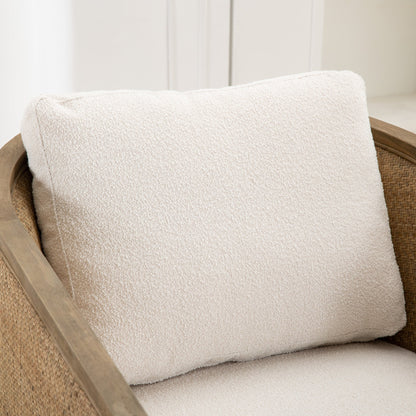 360° Swivel Barrel Accent Chair – Beige Bouclé