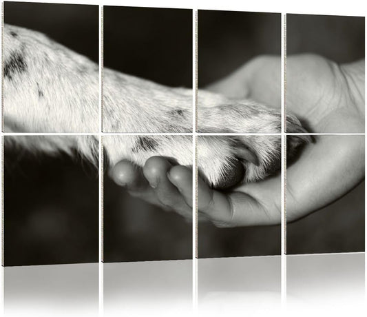 8 Pack Art Acoustic Panels Sound Absorbing Panels, 48X32 Inches Human Hand Dog Paw Black White Decorative Acoustic Wall Panels Soundproofing Acoustic Panels