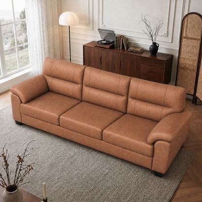 Mid-Century 3-Seat Sofa with Deep Cushioned Seating & Microfiber Upholstery
