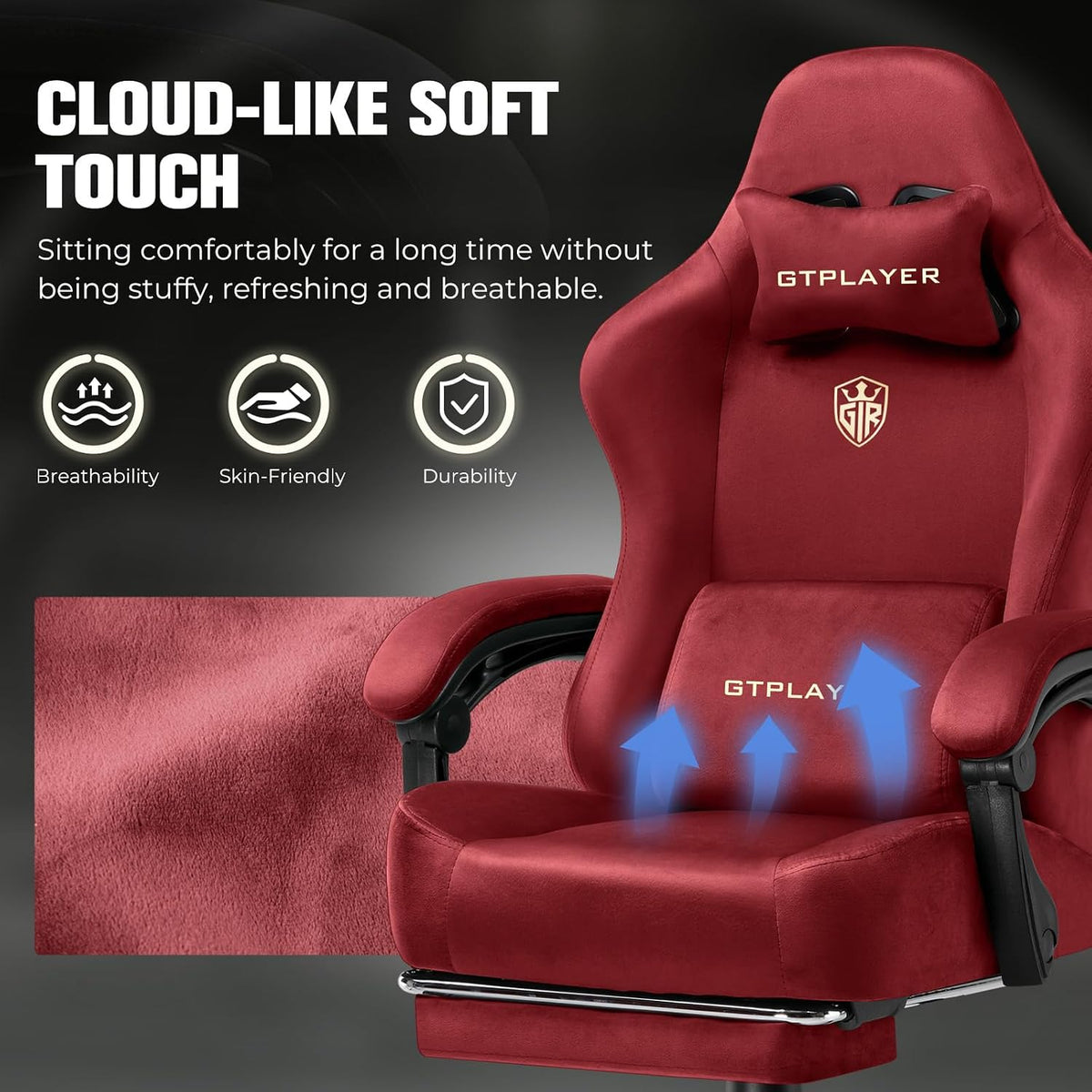 Big and Tall Gaming Chair 400Lbs Heavy Duty Office Chair with Foot Rest, High Back Pocket Spring Ergonomic Computer Chair for Adults, Wide Comfy Seated Cushion with Linkage Armrests, Red