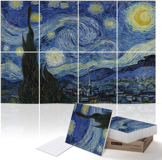 ® Masterpiece Acoustic Art Panels, 8-Pack 12"×16" Sound Absorbing Panels, Decorative Acoustic Wall Art, Noise and Echo Cancelling for Home Studio/Office, Nano Tape Included