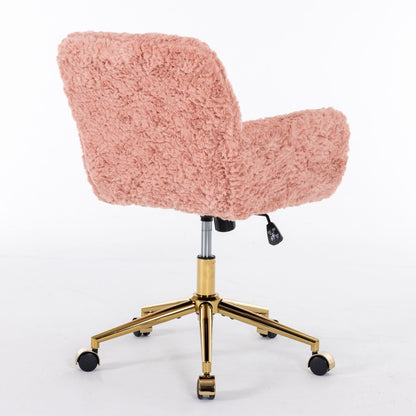 Artificial Rabbit Hair Office Chair with Metal Base - Swivel, Adjustable Height