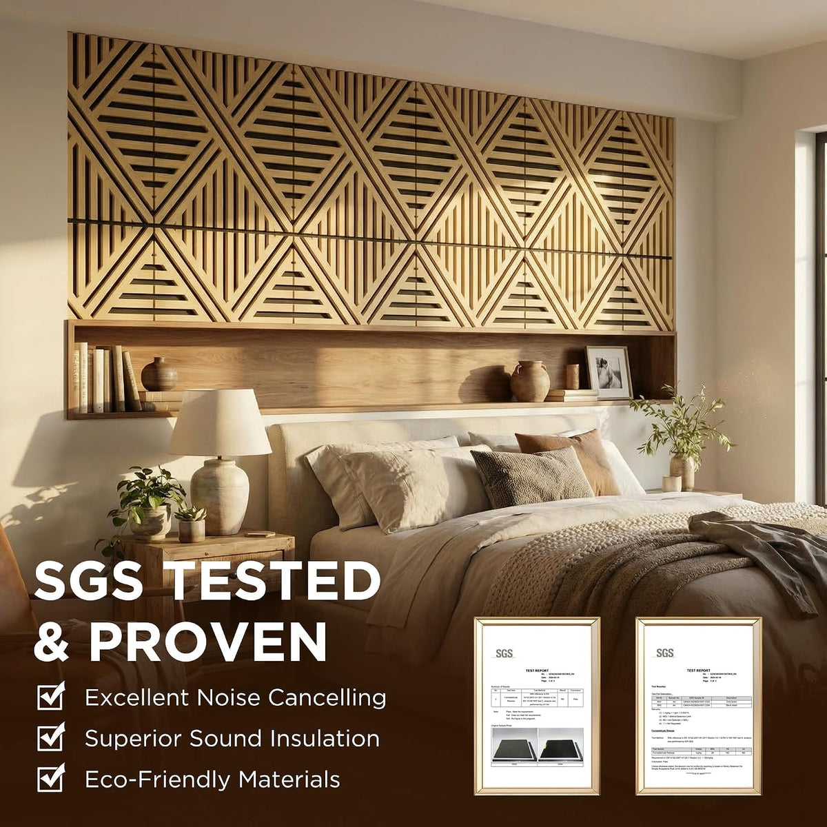 Acoustic Wall Panels, Decorative Acoustic Panels for Walls 23.6"X23.6", Sound Absorbing Wood Wall Panels for Interior Wall Decor, PVC Wood Grain HDF Acoustic Panels (White Oak, 4 Pack)