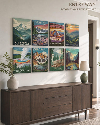 Acoustic Art Wall Panels,Vintage National Park, 48X32In