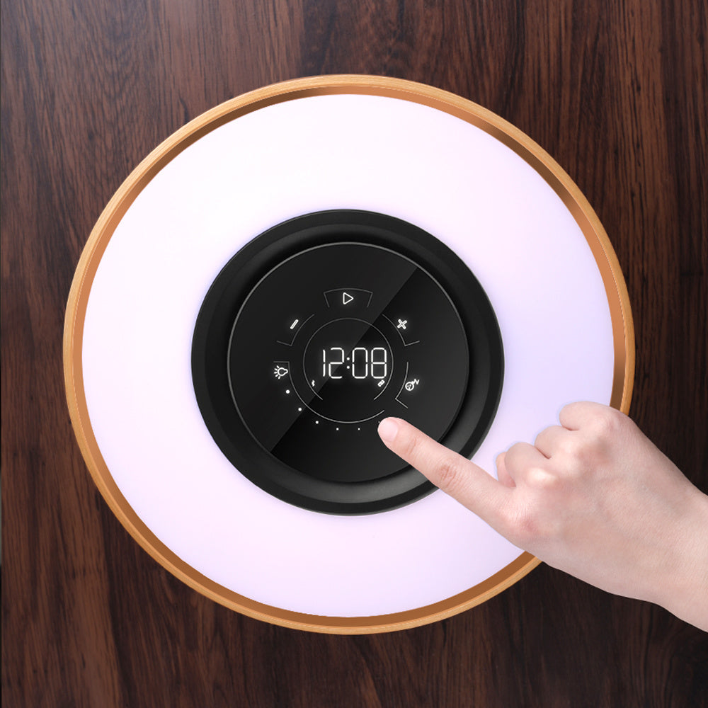 Circular LED Table Lamp with Bluetooth Speaker & Wireless Charging