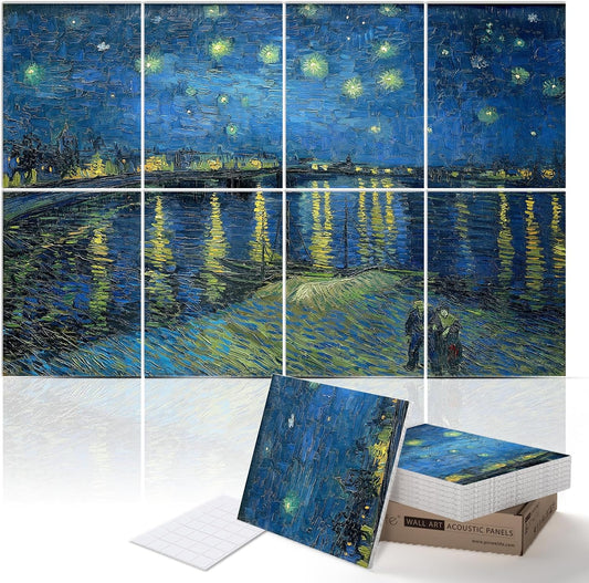 ® Masterpiece Acoustic Art Panels, 8-Pack 12"×16" Sound Absorbing Panels, Decorative Acoustic Wall Art, Noise and Echo Cancelling for Home Studio/Office, Nano Tape Included