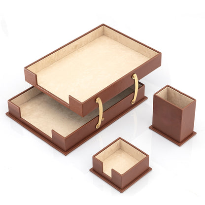 MOOG Leather Desk Set-Double Document Tray -