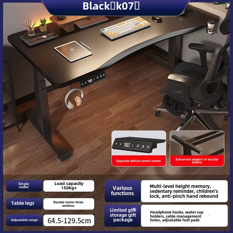 Electric Height Adjustable Desk Workstation Smart Curved Computer Desk Home Adjustable Office Desk Gaming Table Desks Tables