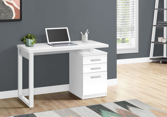 Home Office Desk with Reversible Storage Drawers – Black or White