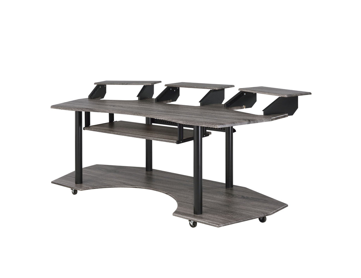 Music Recording Studio Desk Wood Workstation – Light Brown or Dark Gray