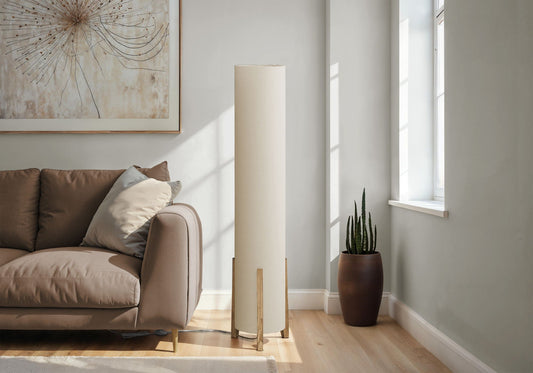Contemporary Wood-Look Floor Lamp – Brown