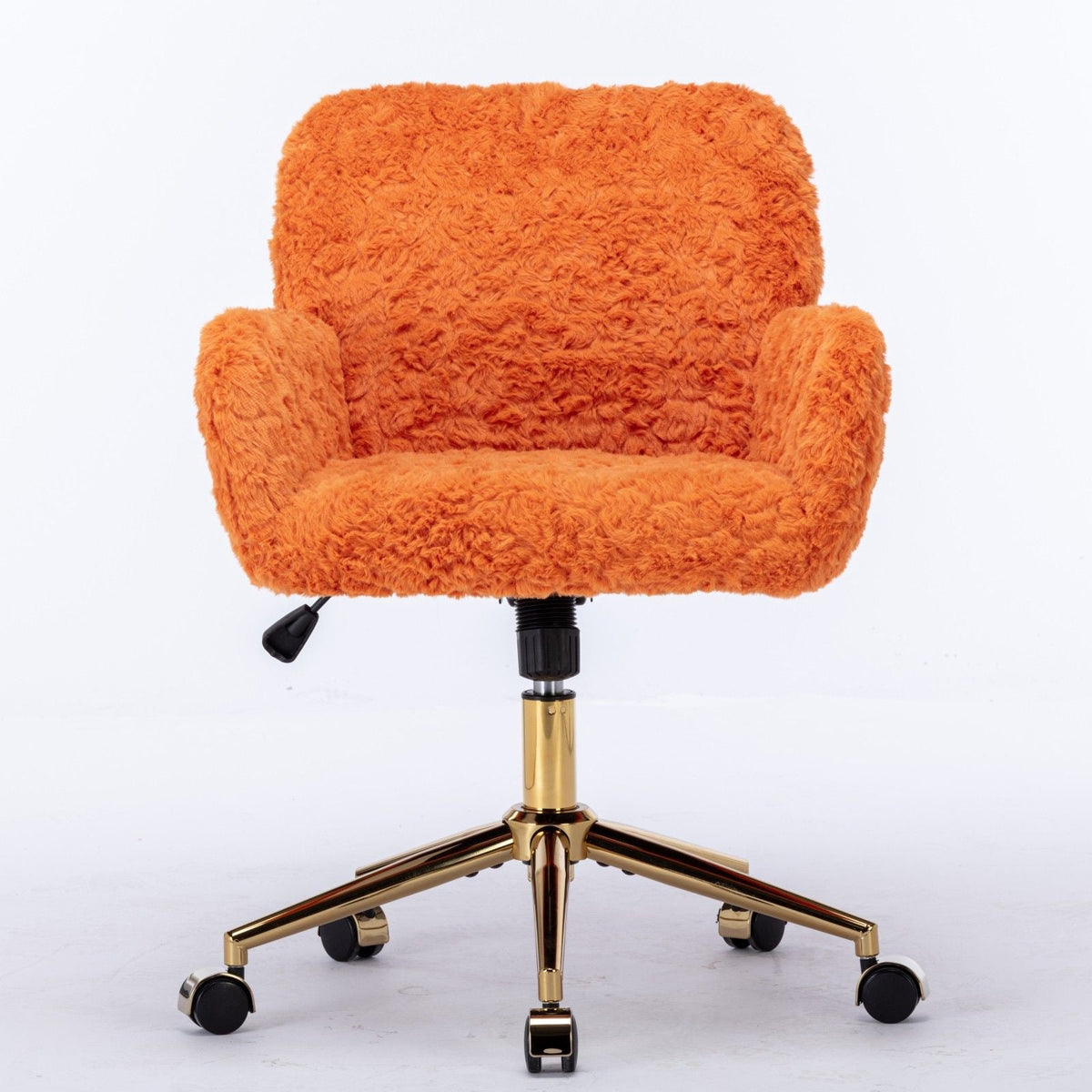 Artificial Rabbit Hair Office Chair with Metal Base - Swivel, Adjustable Height