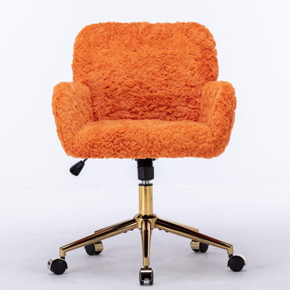 Artificial Rabbit Hair Office Chair with Metal Base - Swivel, Adjustable Height