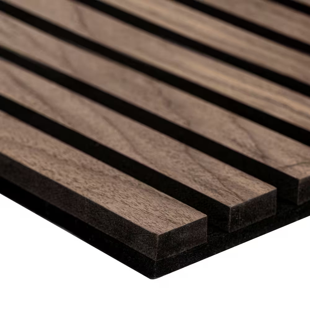 Harmony Sable Wood Slat 0.83 In. T X 9.5 In. X 94.5 In. Brown Sound Absorbing Panel 2 Pack (24.8 SQ FT)