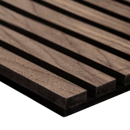 Harmony Sable Wood Slat 0.83 In. T X 9.5 In. X 94.5 In. Brown Sound Absorbing Panel 2 Pack (24.8 SQ FT)