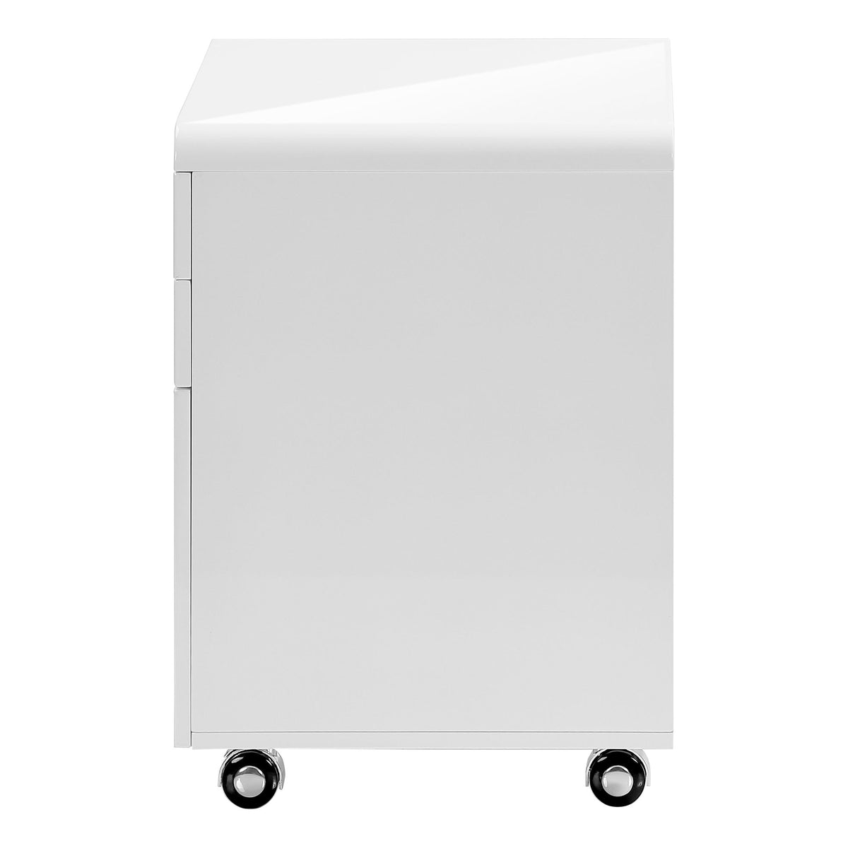Modern Rolling File Cabinet with Storage Drawers & Printer Stand – Glossy White
