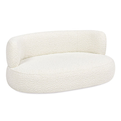 Ivory White Curved Dog Sofa Bed with Boucle Upholstery - Medium