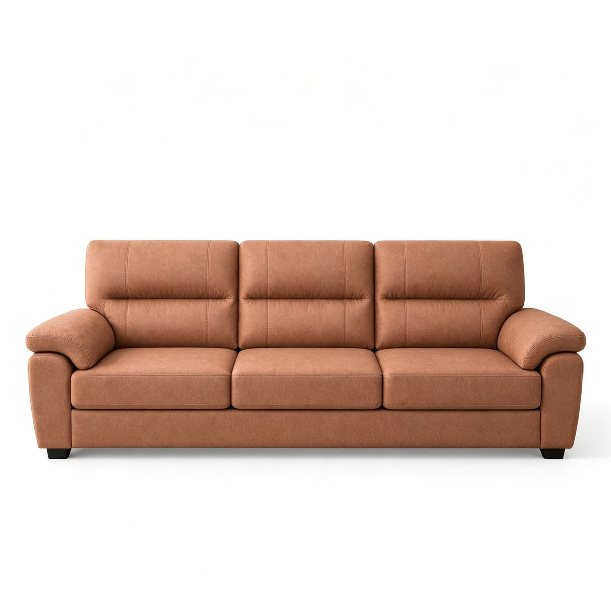 Mid-Century 3-Seat Sofa with Deep Cushioned Seating & Microfiber Upholstery