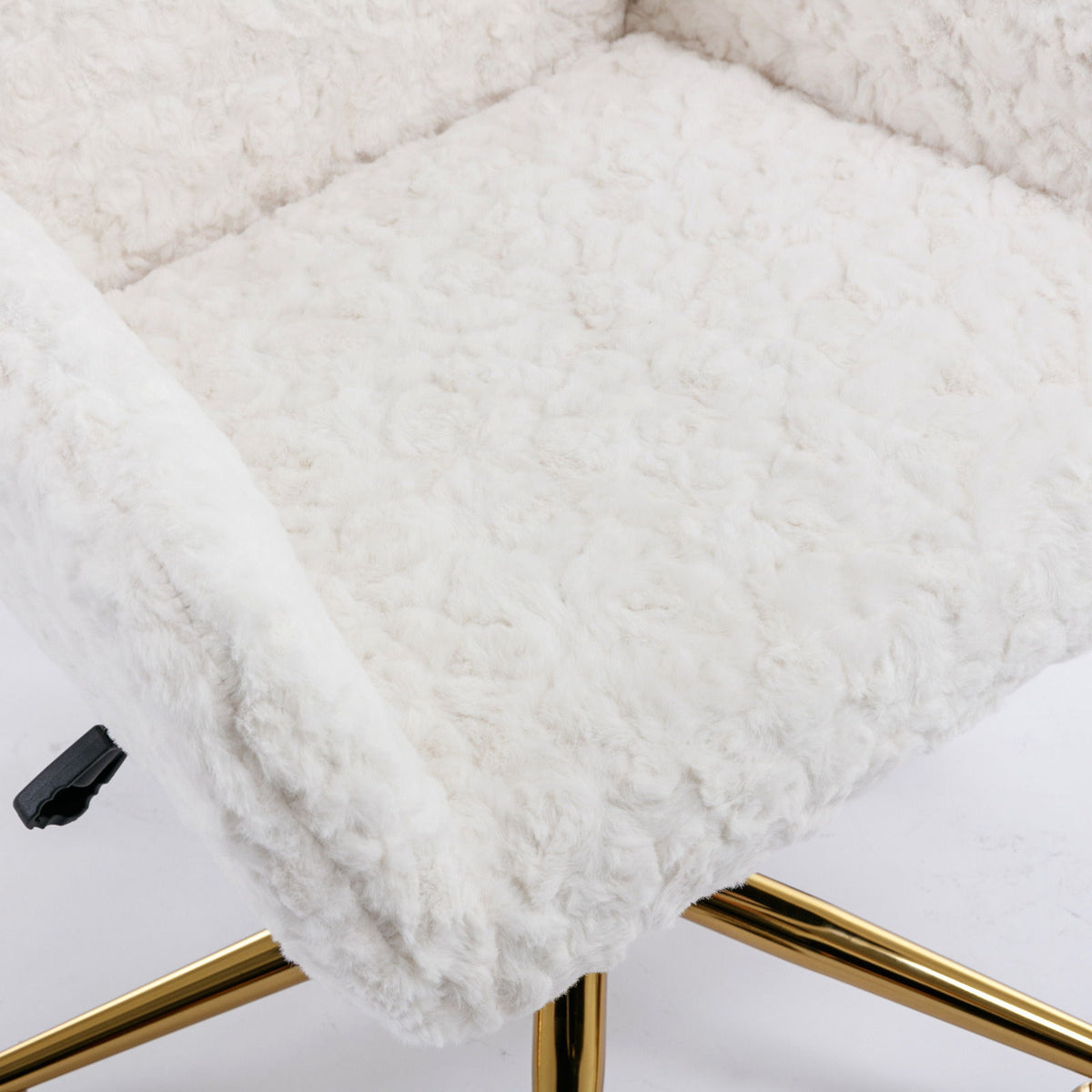 Artificial Rabbit Hair Office Chair with Metal Base - Swivel, Adjustable Height