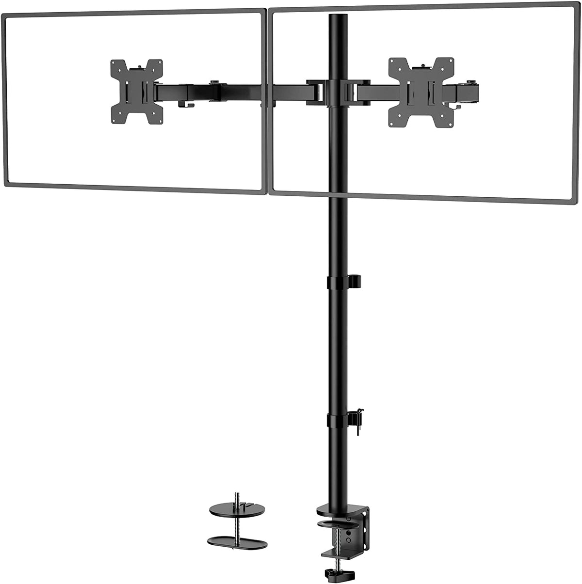 Extra Tall Dual LCD Monitor Fully Adjustable Desk Mount Fits 2 Screens up to 27 Inch, 22 Lbs. Weight Capacity per Arm (M002XL), Black