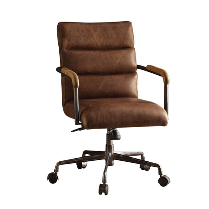 Retro Top-Grain Leather Swivel Office Chair