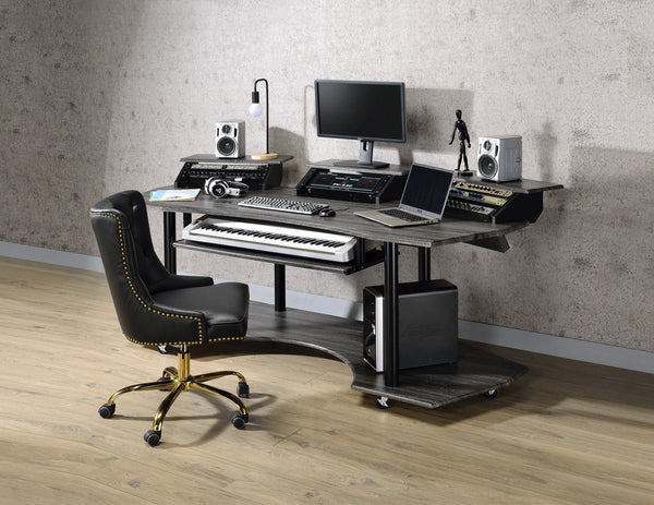 Music Recording Studio Desk Wood Workstation – Light Brown or Dark Gray