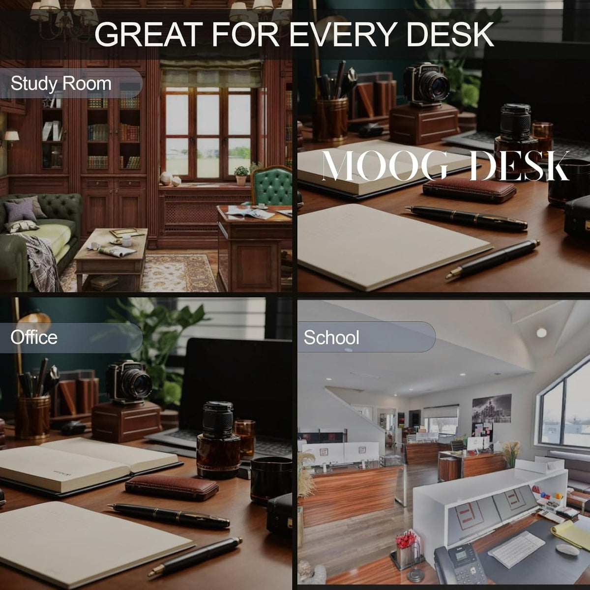 12-Piece Leather Desk Set — Desk Pad 23.2" X 15.4", Double Document Tray, Pen Holder — Desk Organizer Set for Home Office & Executive Desk Accessories