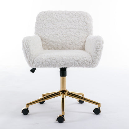 Artificial Rabbit Hair Office Chair with Metal Base - Swivel, Adjustable Height