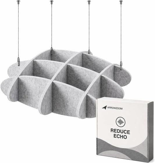 Acoustic Ceiling Panels, Ceiling Soundproofing for Noisy Neighbors, Dense Polyester Fiberboard Sound Absorbing Tiles for Recording Studio and Home Theater, 23" X 23", Gray