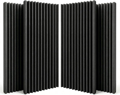 SODOCT 4 Pack Large Wedge Acoustic Foam Panels, 48 X 24 X 2 Inches High Density Sound Proof Foam for Walls, Professional Sound Absorbing Studio Panels for Home Theater, Recording (Black)