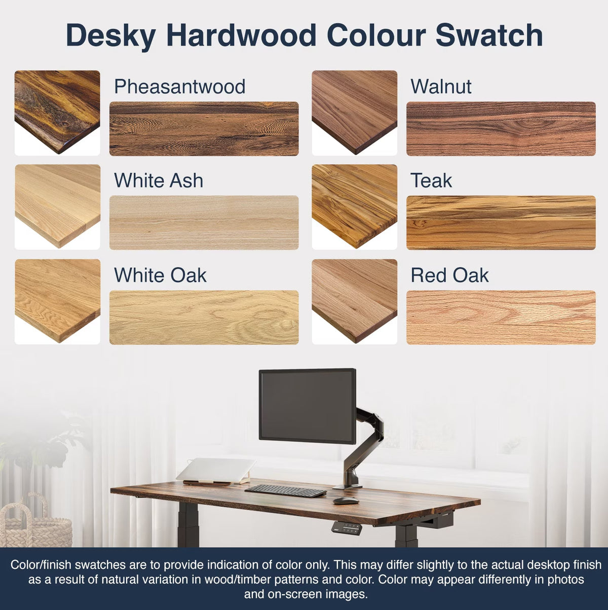 Dual Hardwood Sit Stand Desk - Teak / 72 X 30 Inches / Gray