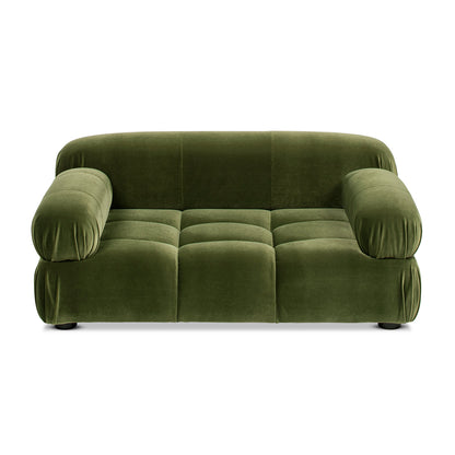 Olive Green Velvet Upholstered Pet Bed with Bolstered Arms - Small to Medium