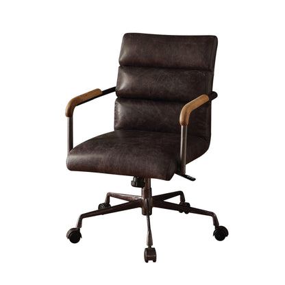 Retro Top-Grain Leather Swivel Office Chair