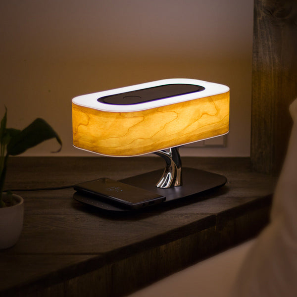 Tree-Style Dimmable Desk Lamp with Bluetooth Speaker & Wireless Charging