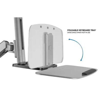 26 In. Silver Workstation for Monitor, Keyboard, Height Adjustable Standing Desk Mount W/Monitor Mount and Keyboard Tray