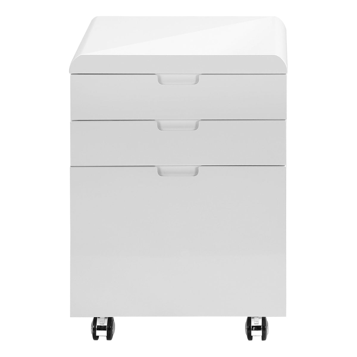 Modern Rolling File Cabinet with Storage Drawers & Printer Stand – Glossy White