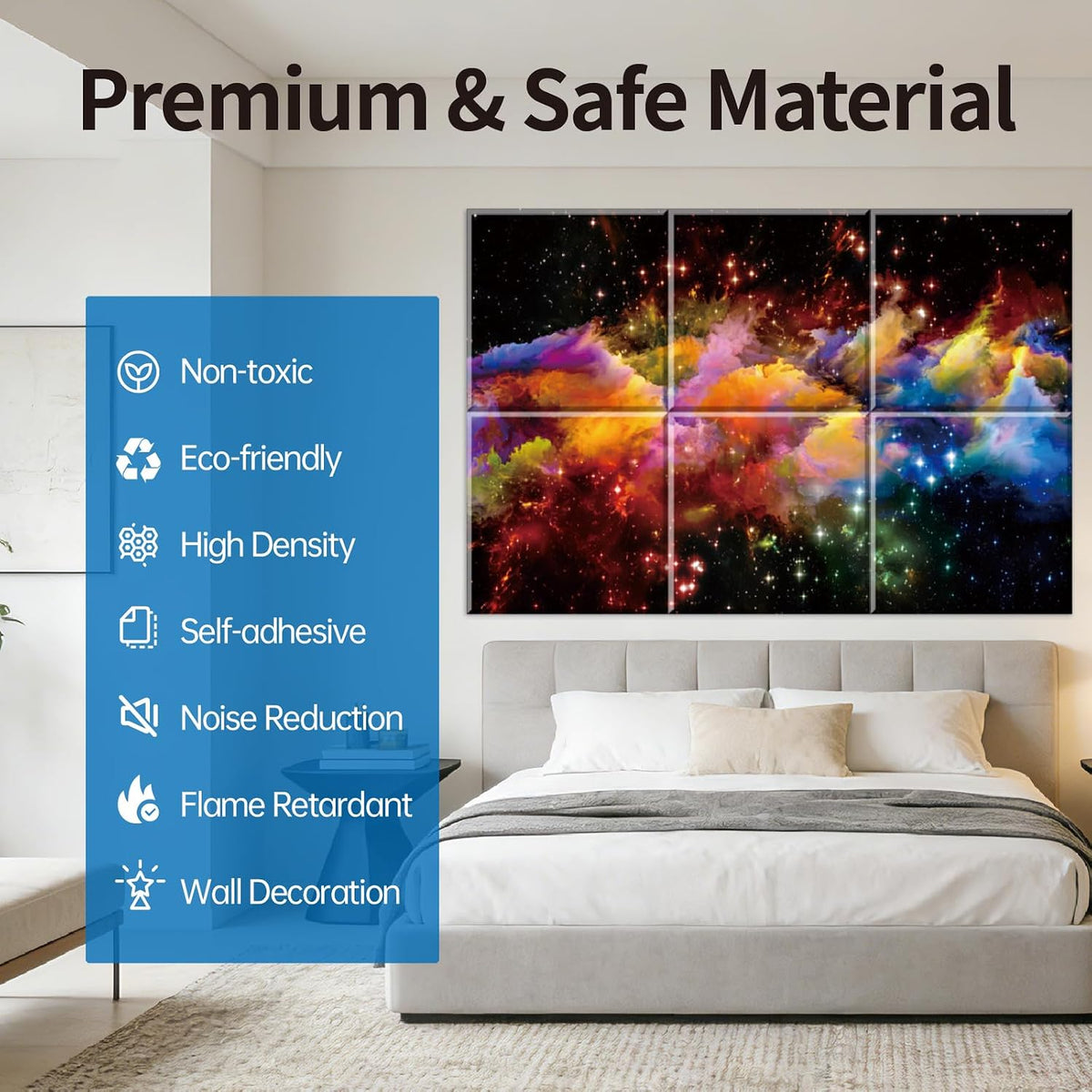 Decorative Acoustic Wall Panels 6 Pack, 72“X48” Art Sound Absorbing Panels, Soundproof Foam Panels for Bedroom, Home Theater, Studio, Office - Dazzling