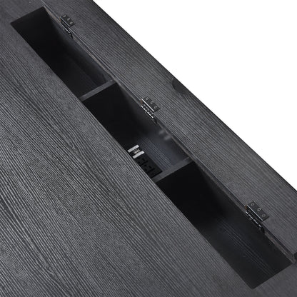 70" Traditional Executive Desk with Metal Trim, 2 File Drawers & USB/Power Outlets – Black