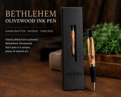 HARZO Handcrafted Bethlehem Olivewood Ballpoint Pen