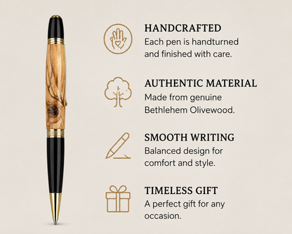 HARZO Handcrafted Bethlehem Olivewood Ballpoint Pen