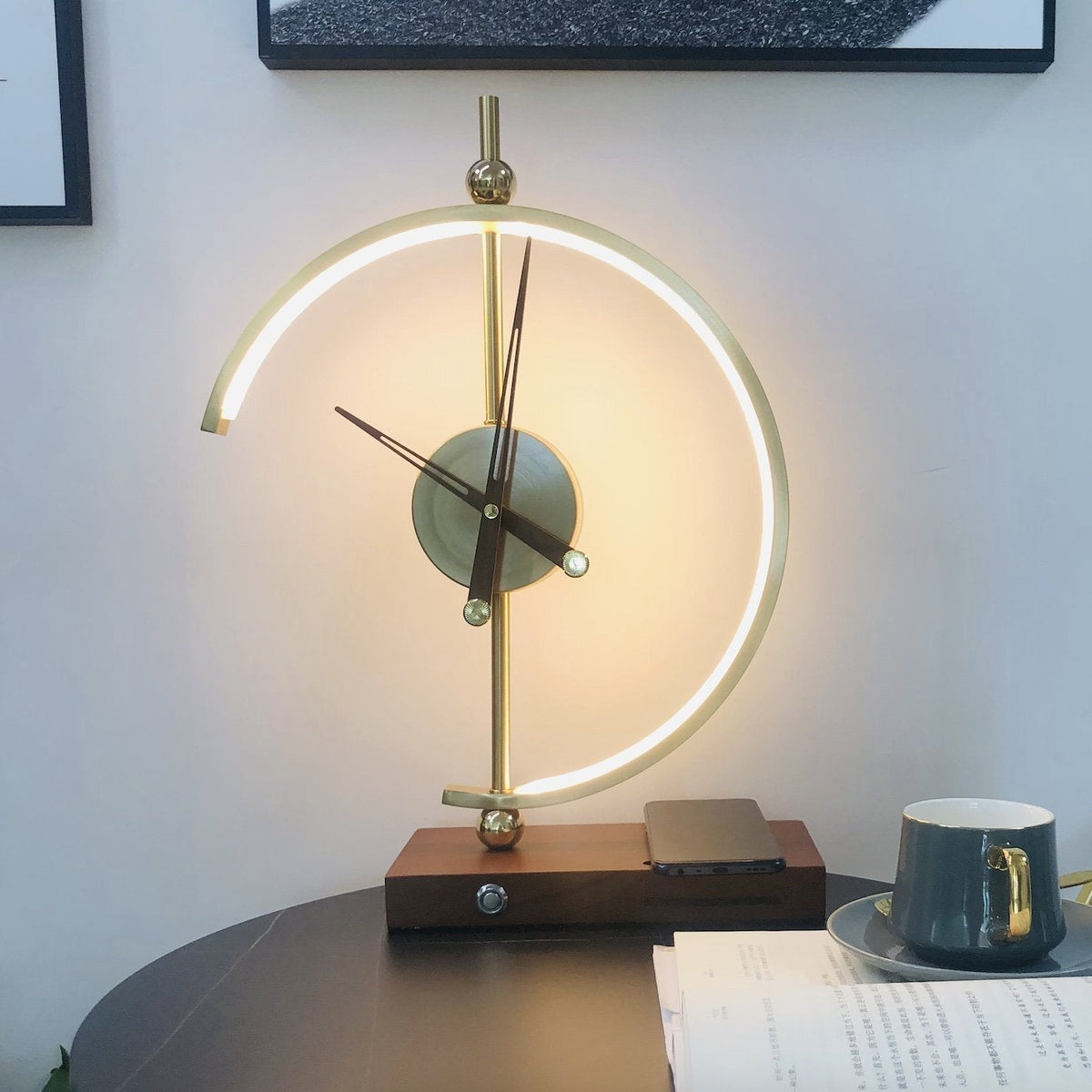 Nagoya Wireless Charging Desk Lamp with Clock