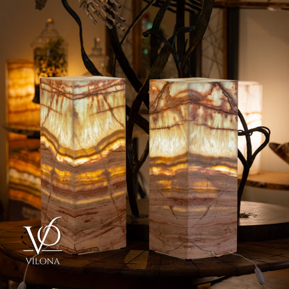 Divina Claire Onyx Table Lamp Pair – 22″ × 8″ Large Square #1